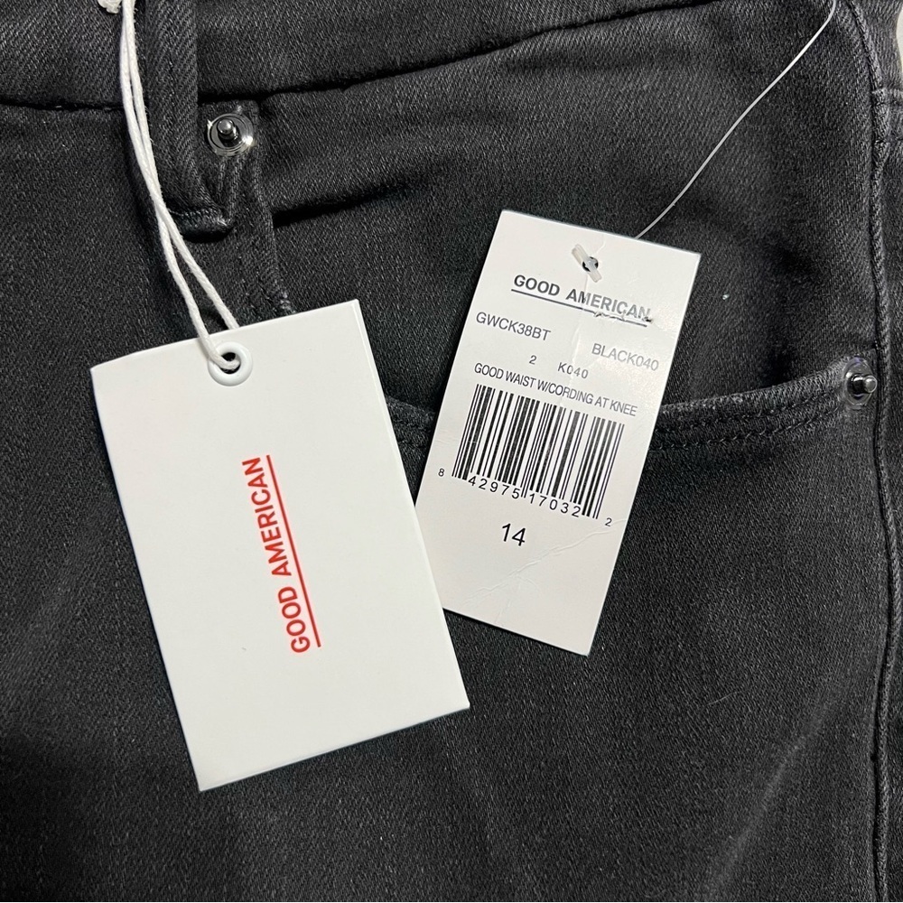 NWT Good American Black Good Waist Skinny Moto Jeans size 14 - Picture 7 of 11